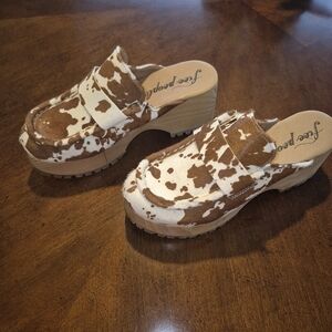 Free People Cow Print Clogs